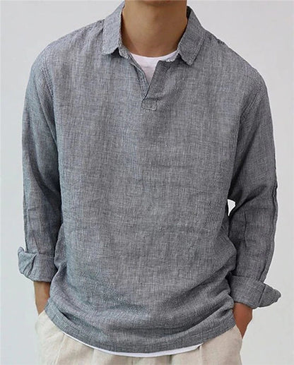New Fashion Men's Pullover Shirt Solid Color Long Sleeve Lapel Oversize Casual Top Tee Summer Clothing For Men Shirts