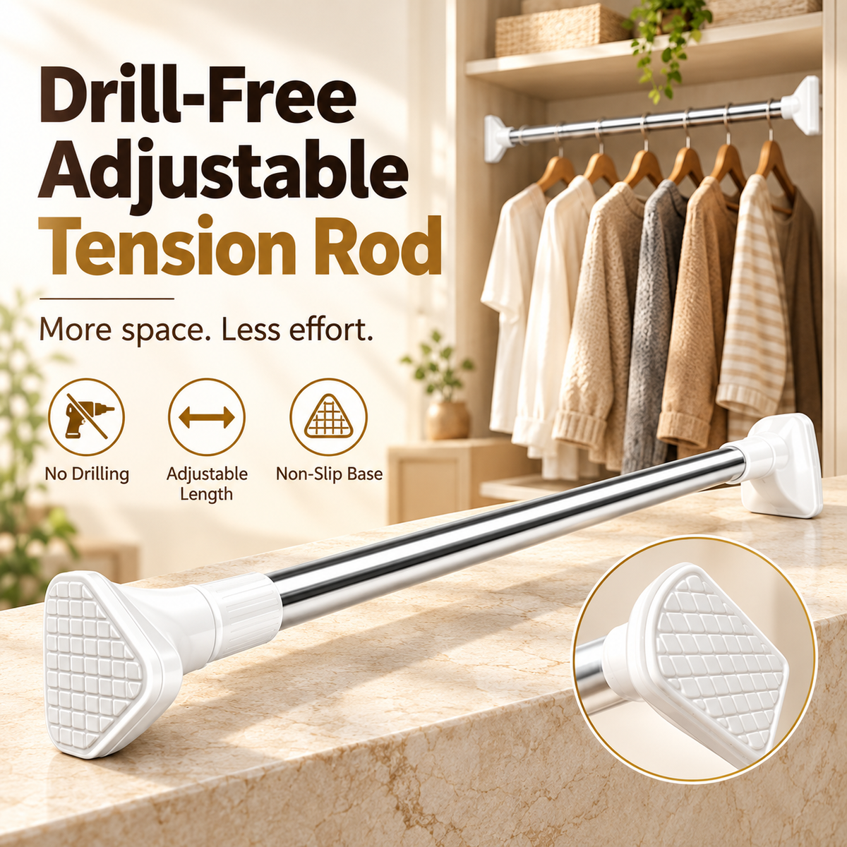Adjustable tension rod