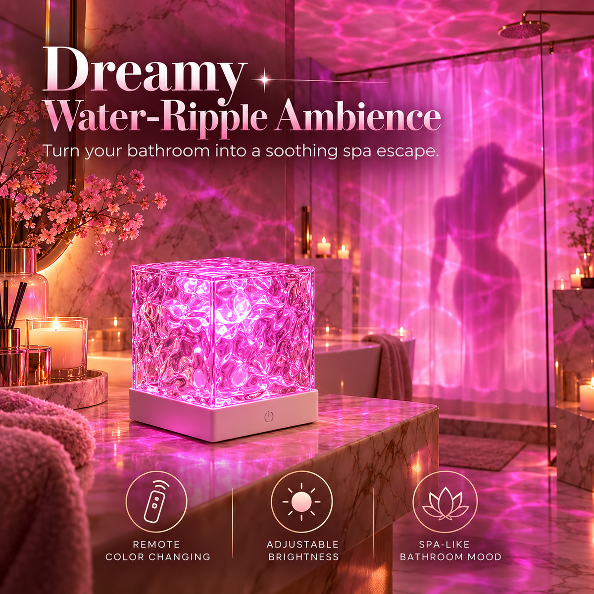 🎁Christmas Sale 50% OFF - Rechargeable Shower Light No Wiring |16 Color Ocean Wave Projector Light