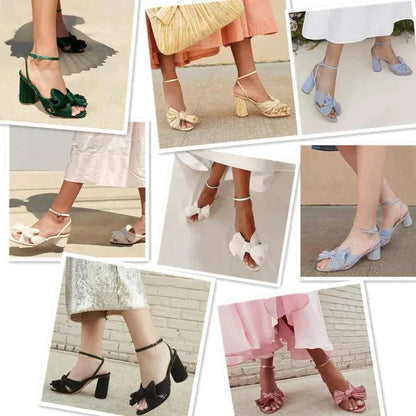 Summer High Quality Open Umbilical Bow High Heels Women's Sandals Party Dress Wedding Shoes