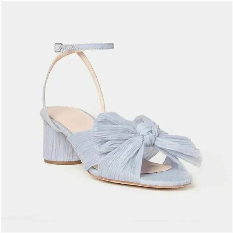Summer High Quality Open Umbilical Bow High Heels Women's Sandals Party Dress Wedding Shoes