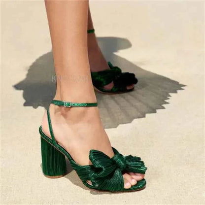 Summer High Quality Open Umbilical Bow High Heels Women's Sandals Party Dress Wedding Shoes