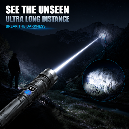 Vexlima™Pro Tactical Flashlight — Ultra-Bright Zoom LED Flashlight with Built-In Power Bank & Digital Battery Display