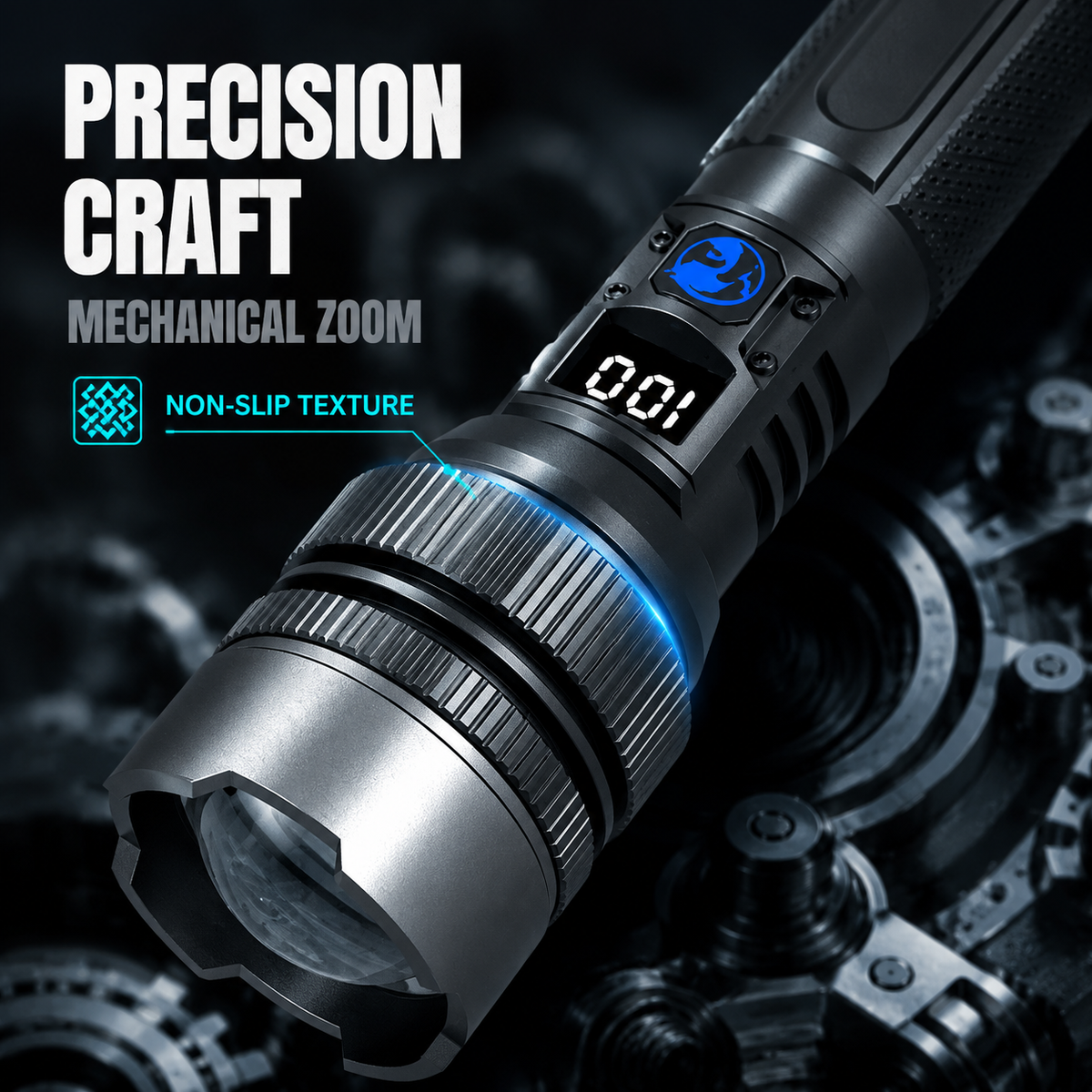 Vexlima™Pro Tactical Flashlight — Ultra-Bright Zoom LED Flashlight with Built-In Power Bank & Digital Battery Display