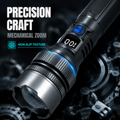 Vexlima™Pro Tactical Flashlight — Ultra-Bright Zoom LED Flashlight with Built-In Power Bank & Digital Battery Display